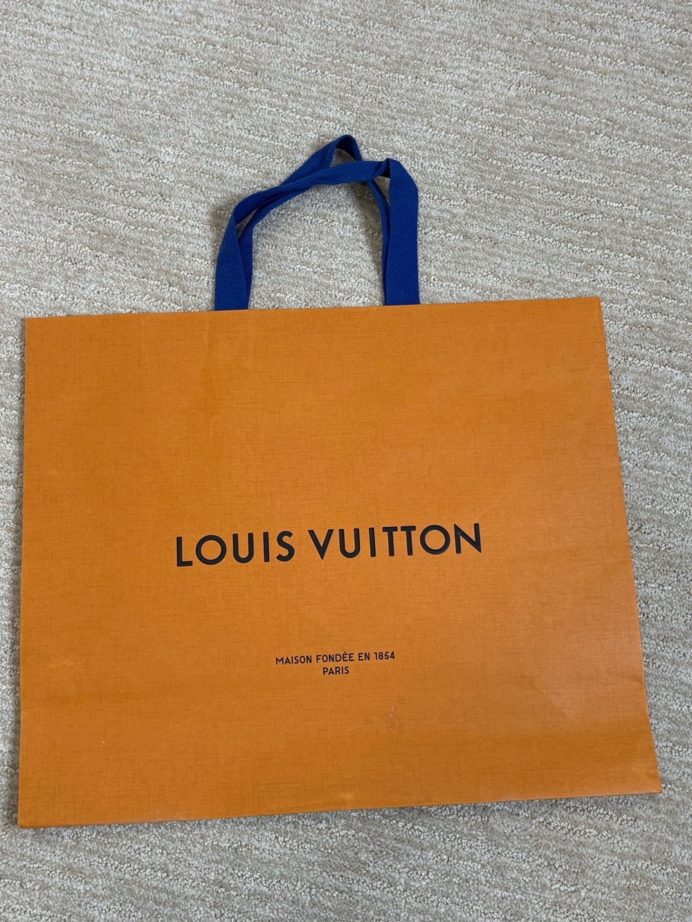 Louis Vuitton Authentic Large Orange & Blue Paper Shopping Bag 15 5/8" X 13 1/4" - Picture 4 of 9